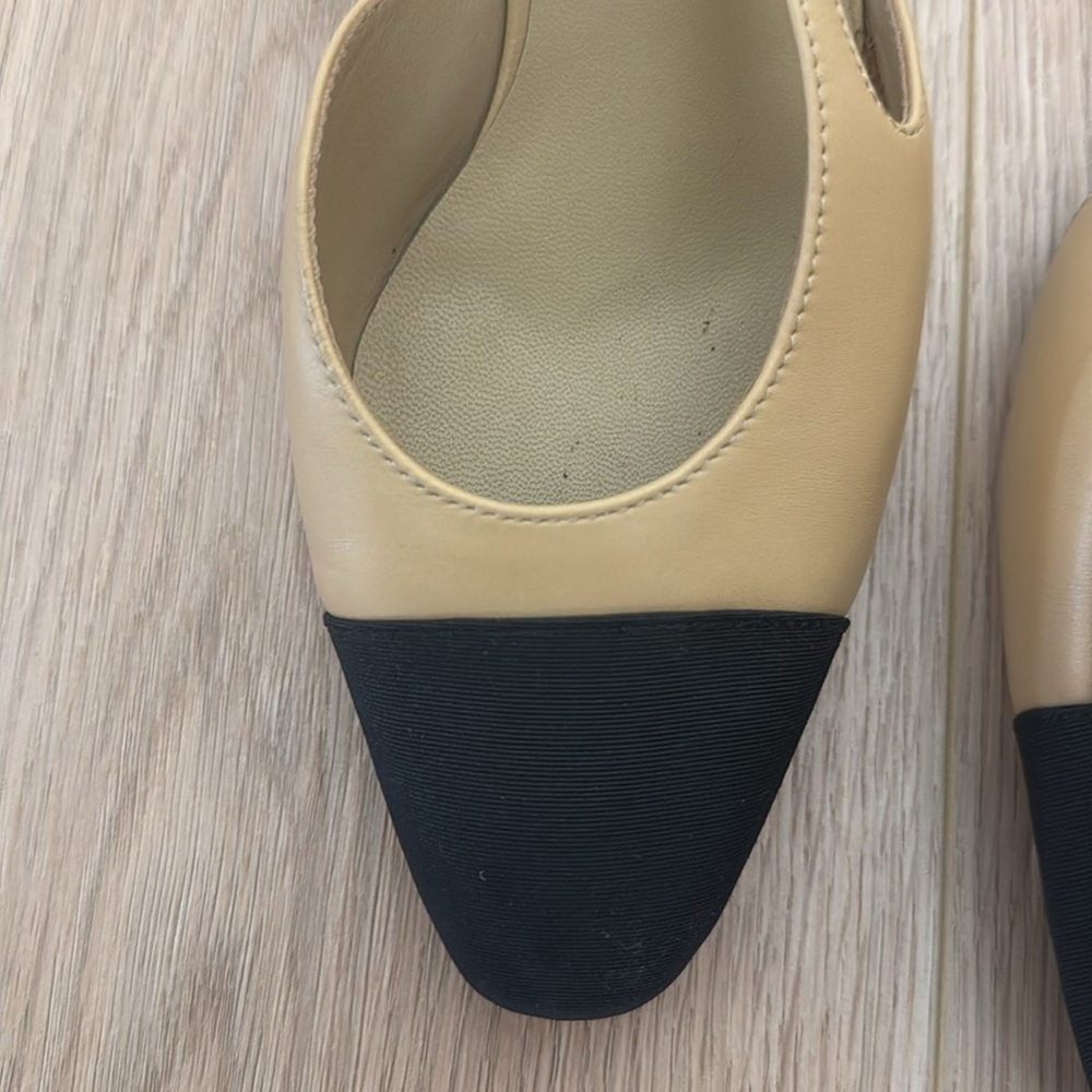 Chanel Beige and Black Women's Slingback Shoes - Picture 3 of 4